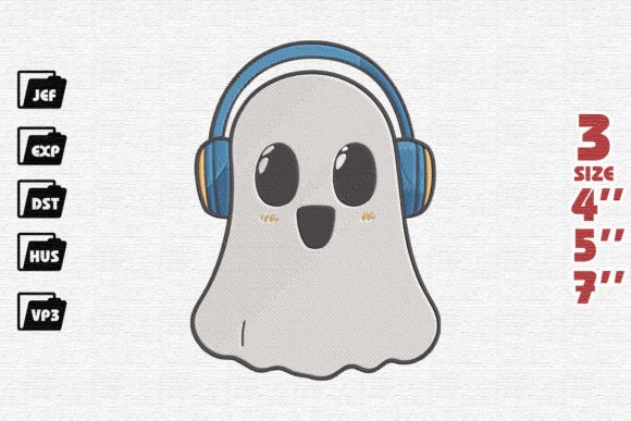 Ghost Boo Listening to Music Embroidery Review