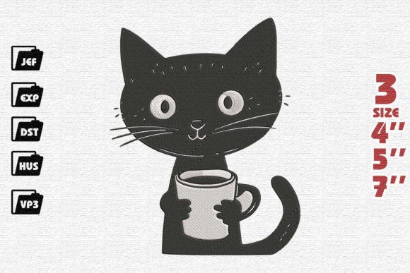 Review: Angry Cat Drinks Coffee Embroidery Design