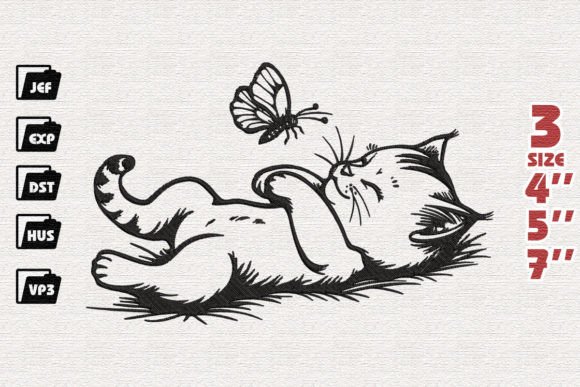 Review: Cat Playing with Butterfly Embroidery for Boutique Apparel