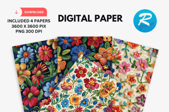 Review: Colorful Embroidery Digital Paper Print for Holiday Sales