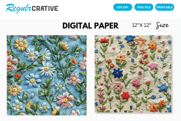 Review: Embroidery Floral Seamless Digital Paper for Apparel