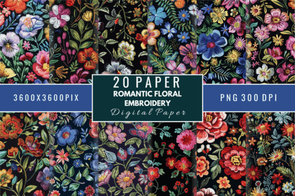 Reviewing Romantic Floral Embroidery Digital Paper