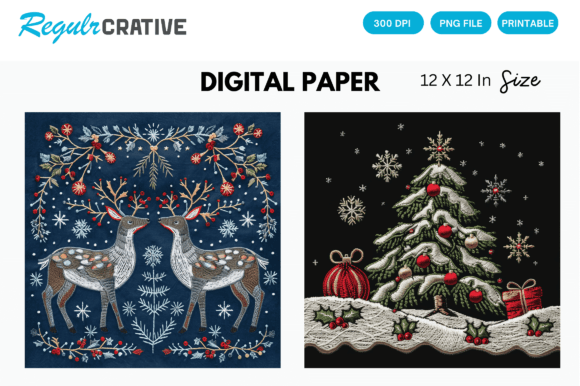 Reviewing the Christmas Embroidery Digital Paper Pack