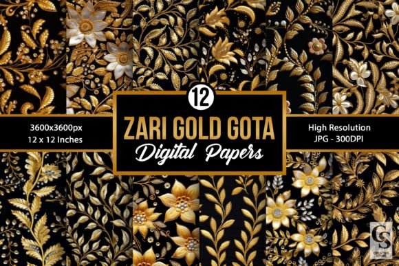 Reviewing Zari Gold Embroidery Digital Papers for Merch